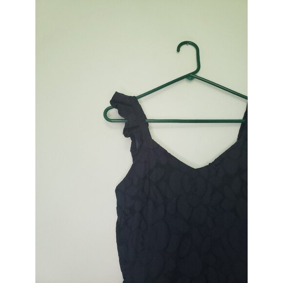 Monteau Womens S Mini Dress Sleeveless Floral Lace Ruffle Strap Blue Floral NWT - Picture 4 of 5